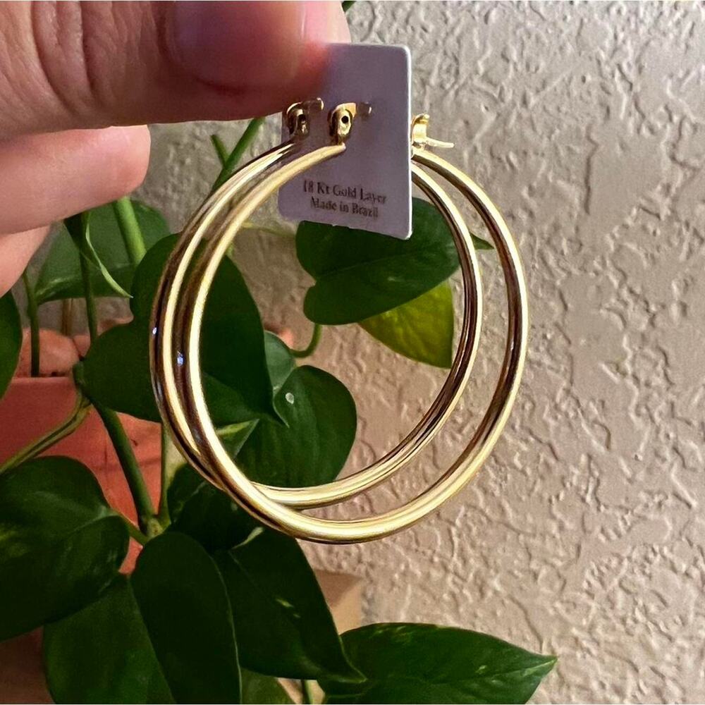 Gold filled large hoop earrings 1 3/4 inches